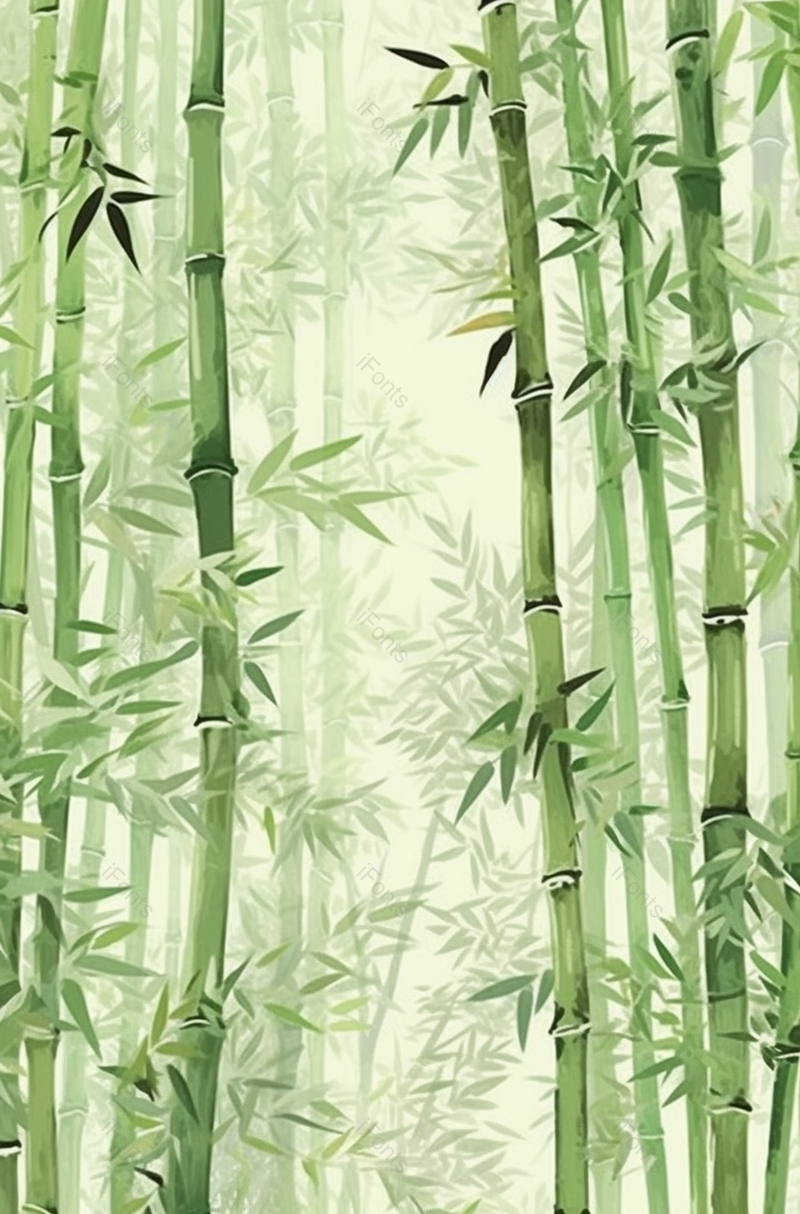 水墨绿色竹林复古黄绿色风景手绘,插画/手绘图,插画/手绘图库,插画/手绘图下载,插画/手绘